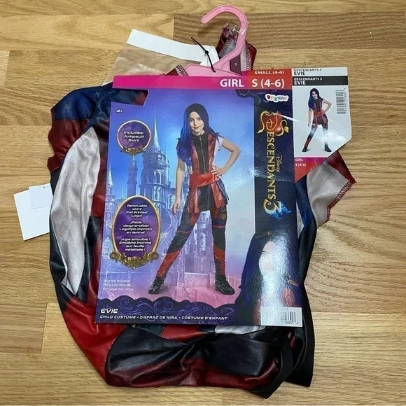 Disney Descendants Evie Costume NWT Girls Small 4-6 Red Black Skirt Halloween - Picture 2 of 4